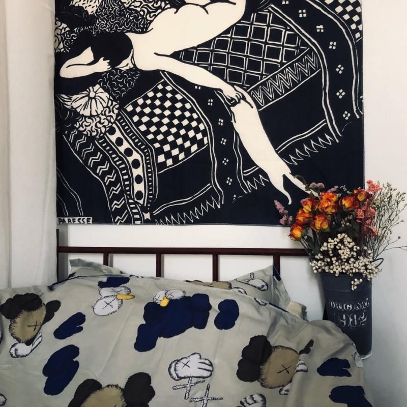 Funny Cat Black And White Art Nordic INS Wall Decorative Hanging Cloth Internet Celebrity Bedside Bedroom Dormitory Tapestry Backg_maomaolike.com
