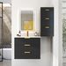 24inch Wall Mounted Floating Cabinet With Side Cabinet Combo, Rectangular Vanity, Small Bathroom Sink With Single Faucet Hole And Overflow, Modern Bathroom Cabinet With Ceramic Basin Sink_maomaolike.com
