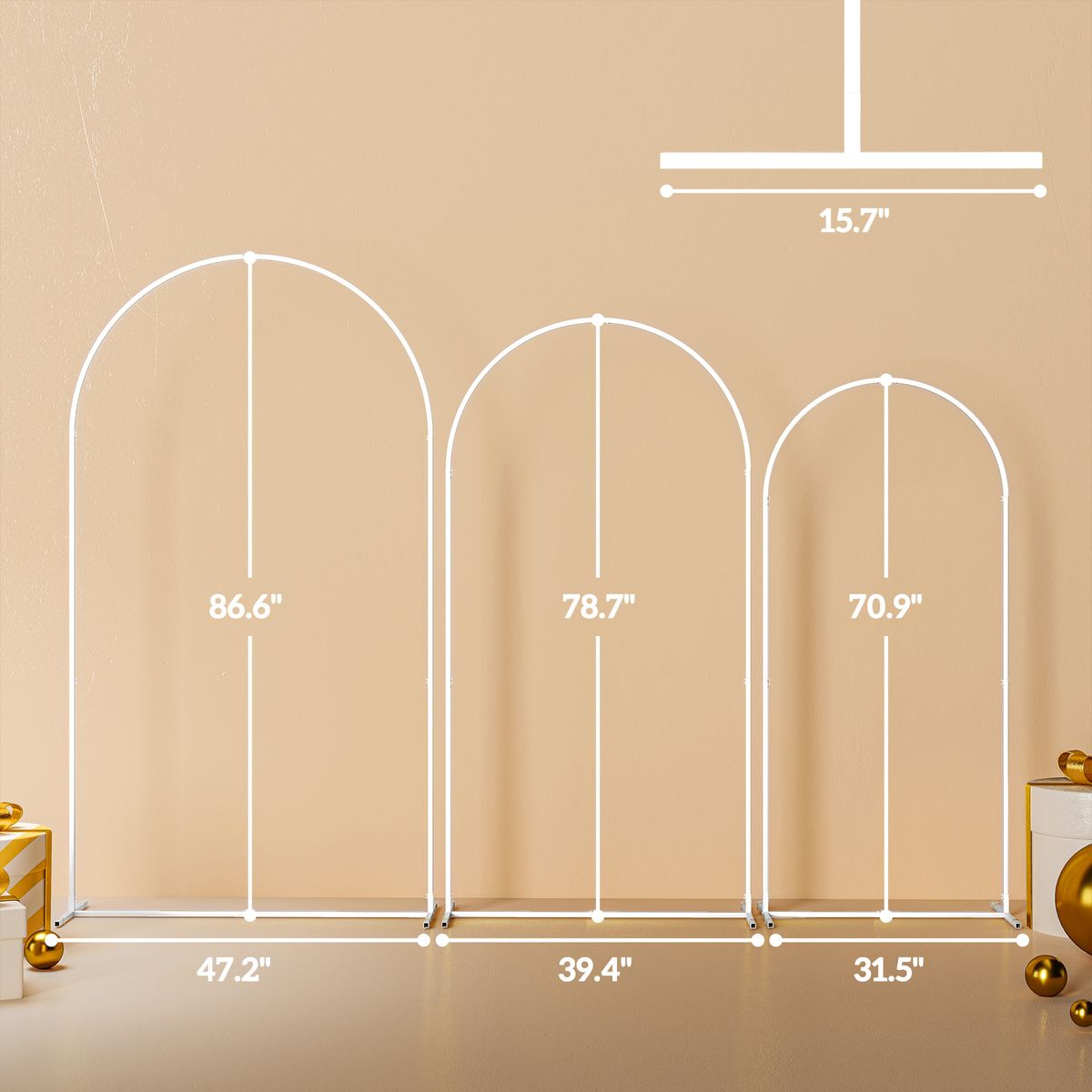 Metal Arch Backdrop Stand Set Of 3, 7/6.5/6 Ft Wedding Arch Frame, Balloon Backdrop Arch Stand Set For Birthday Party, Bridal Shower, Graduation, Ceremony, Banquet Decorations, White_maomaolike.com
