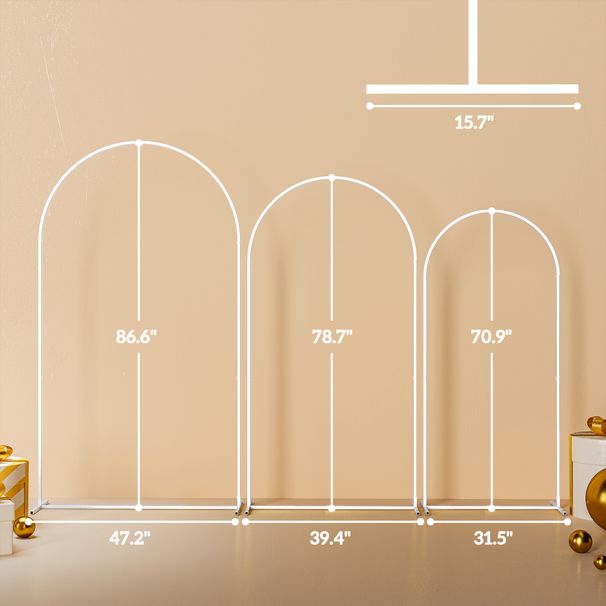 Metal Arch Backdrop Stand Set Of 3, 7/6.5/6 Ft Wedding Arch Frame, Balloon Backdrop Arch Stand Set For Birthday Party, Bridal Shower, Graduation, Ceremony, Banquet Decorations, White_maomaolike.com