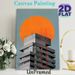 Modern Architecture Abstract Painting Poster, Minimalist Gray Geometric Building With Bold Orange Circle Poster, Sleek Urban Abstract Art For Living_maomaolike.com