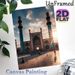 Islamic Mosque Painting Poster, Warm-toned Vintage Sunlit Mosque Square Poster, Exquisite Architectural Details Ideal For Living Room, Study Or_maomaolike.com
