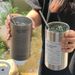 600ml Stainless Steel Thermal Water Bottle With Straw Ice American Coffee Mug Double-layer Vacuum Flask Cup_maomaolike.com