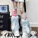 Blue curly hair long ear bow snow monster subculture y2k long hair two color leg sets pile pile socks_maomaolike.com