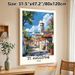 St. Augustine Florida Coastal Town Painting Poster, Vibrant Retro Scenic Poster, Picturesque Seaside Street With Bell Tower & Sailboats, Ideal_maomaolike.com