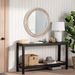 Rustic Round Wall Mirror, 23.62 Inches Wood Circle Mirror With Beads, Decorative Farmhouse Mirror For Living Room, Bedroom, Kitchen, Entryway (White)_maomaolike.com