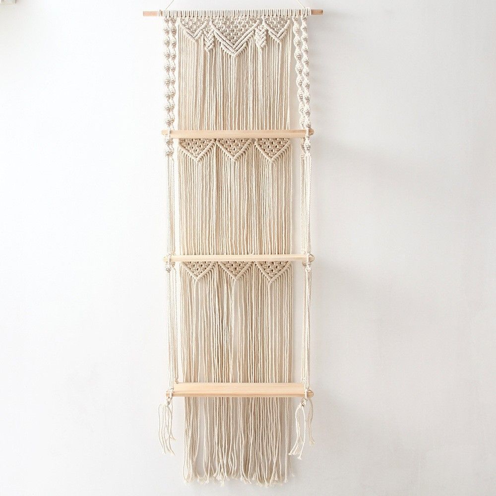Bohemian Handwoven Tapestry Rack For Living Room, Bedroom, Homestay, Hotel Wall Storage Cotton Rope Decoration_maomaolike.com