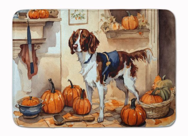 Brittany Fall Kitchen Pumpkins Memory Foam Kitchen Mat Machine Washable Anti-Fatigue Mat Cushion Comfort Bath Mat Or Kitchen Rug_maomaolike.com