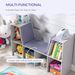 6-Cubby Kids Bookcase With Reading Nook And Cushion, Multi-Purpose Storage Organizer For Bedroom, Living Room, Grey_maomaolike.com