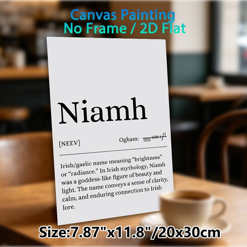 Niamh Name Meaning Painting Poster, Minimalist Typographic Text Poster, Informative Irish Lore Content Ideal For Home Wall Decor, Bedroom, Living Room_maomaolike.com