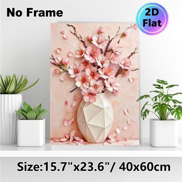 Pink Floral Vase Painting Poster, Soft-hued Textured Oil Style Poster, Delicate Elegant Floral Artwork Ideal For Living Room, Bedroom_maomaolike.com