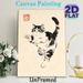 Playful Cat Painting Poster, Elegant Chinese Ink Wash Style Poster, Delicate Black-and-white Cat With Raised Paw, Brings Gentle Artistic Vibe For_maomaolike.com