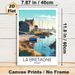 Brittany France Coastal Village Painting Poster, Warm-toned Stylized Illustration Poster, Serene Harbor Scene With Boats & Stone Cottages, Peaceful_maomaolike.com