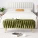 Oval Storage Bench With Gold Legs,Velvet Fabric ,Woven,Upholstered Ottoman Storage Benches For Bedroom End Of Bed,Sherpa Fabric Bench For Living Room,Dining Room,Entryway,Bed Side,Olive Green_maomaolike.com