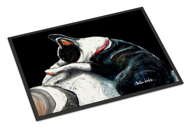 Boston Terrier Spot In The Sun Doormat Front Door Mat Indoor Outdoor Rugs For Entryway, Non Slip Washable Low Pile, 24H X 36W_maomaolike.com