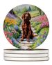 Irish Setter Spring Path Large Sandstone Coasters Pack Of 4 Absorbent Round Coasters Decor Gifts For Men Or Women, 4 In, Multicolor_maomaolike.com