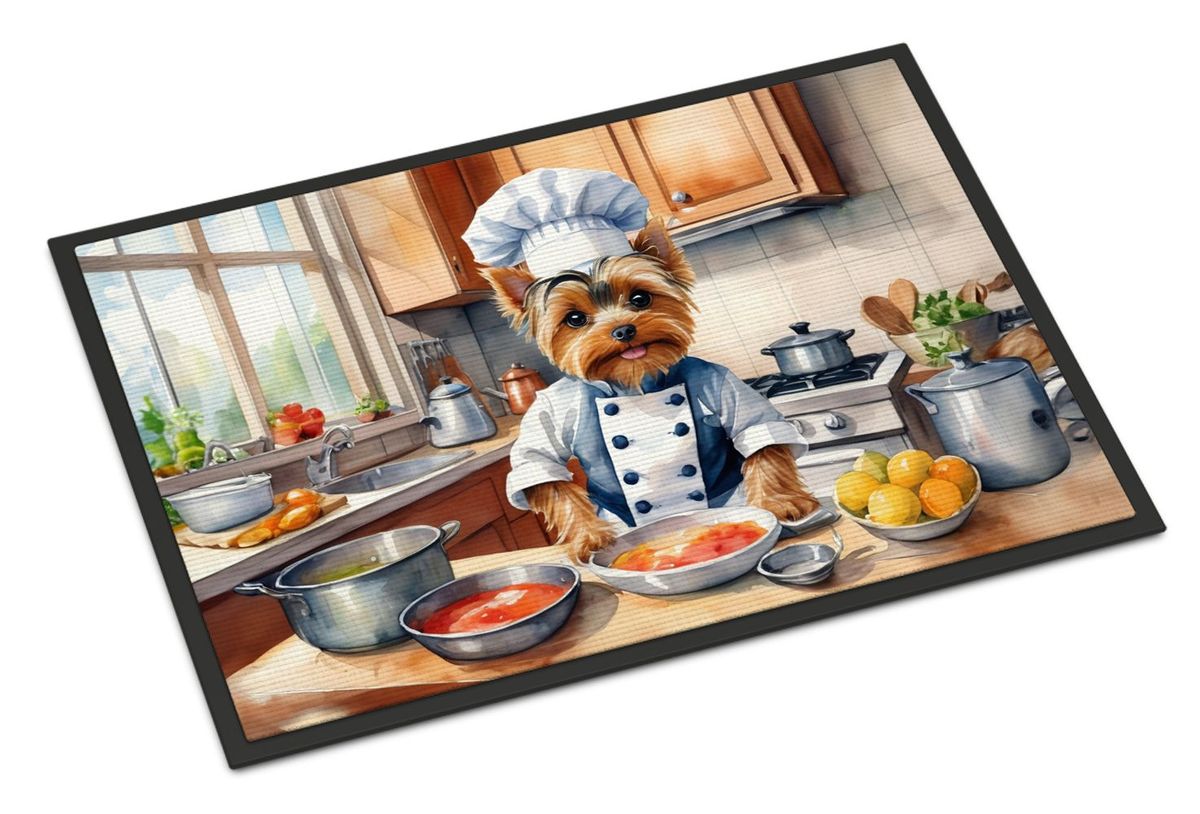 Yorkie Yorkshire Terrier The Chef Doormat Front Door Mat Indoor Outdoor Rugs For Entryway, Non Slip Washable Low Pile, 24H X 36W_maomaolike.com