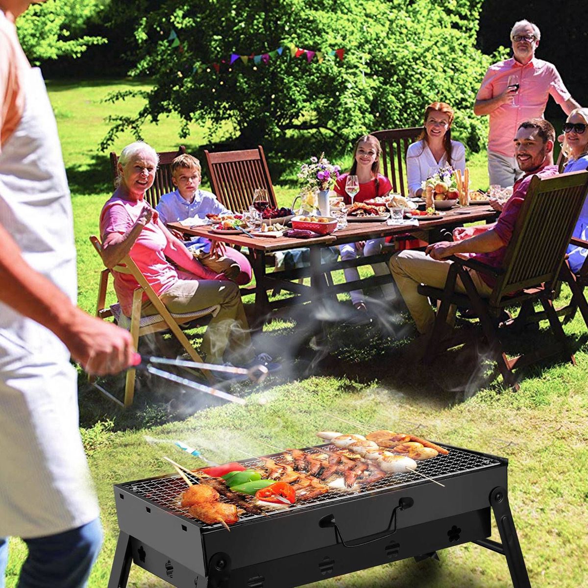 Portable BBQ Grill Foldable Charcoal Grill Lightweight Smoker Grill For Camping Picnics Garden Grilling_maomaolike.com