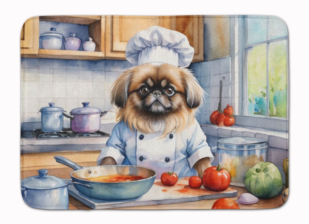 Pekingese The Chef Memory Foam Kitchen Mat Machine Washable Anti-Fatigue Mat Cushion Comfort Bath Mat Or Kitchen Rug_maomaolike.com