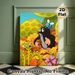Autumn Forest Mole & Bees Painting Poster, Vibrant Cartoon-style Poster, Cute Woodland Creatures Gathering Acorns In Warm Autumn Foliage, Cheerful_maomaolike.com