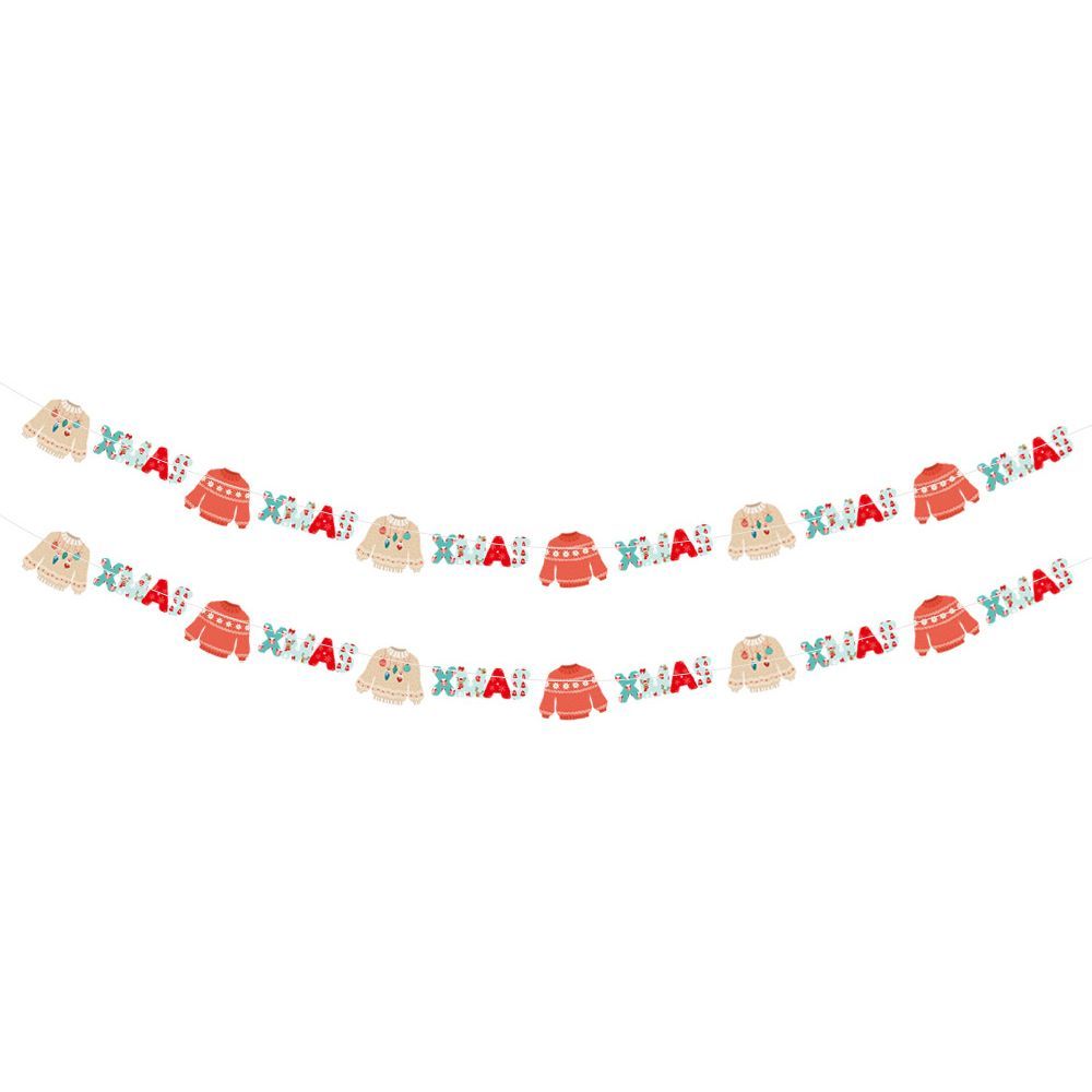 24PCS Christmas Banner Paper Christmas Sign Garland Gingerbread Man Snowman Hanging Christmas Bunting Garland For Christmas Party Decorations Xmas Holiday Home Decor_maomaolike.com