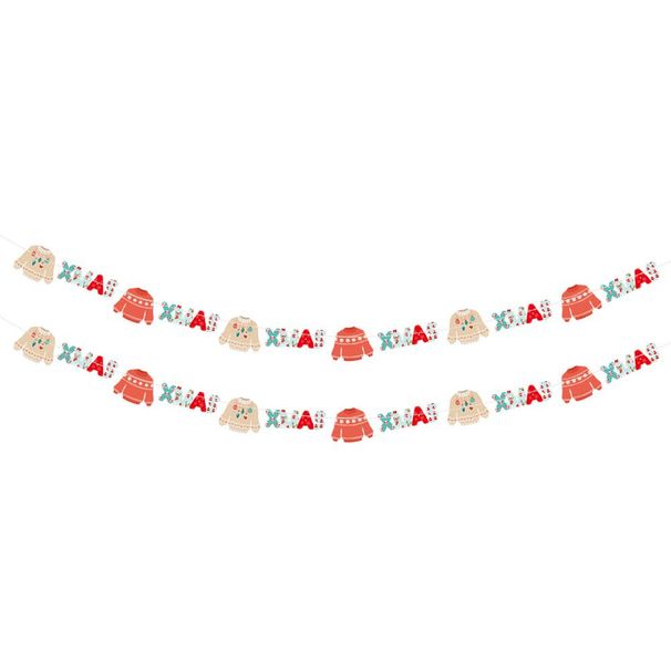 24PCS Christmas Banner Paper Christmas Sign Garland Gingerbread Man Snowman Hanging Christmas Bunting Garland For Christmas Party Decorations Xmas Holiday Home Decor_maomaolike.com