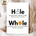 Homophone "Hole & Whole" Educational Painting Poster, Clear Minimalist Typographic & Illustrative Poster, Aids In Distinguishing Confusing Homophones_maomaolike.com