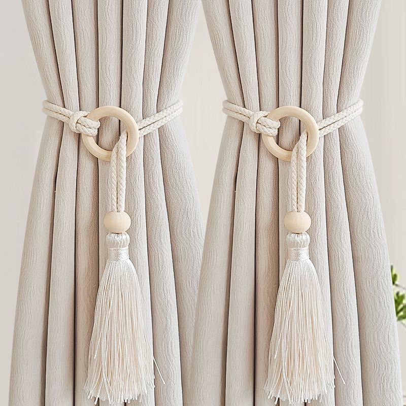 New Simple Luxury Tiebacks Pair Set Tassel Braided Rope Storage Curtain Rings Home Decoration 2p-set_maomaolike.com