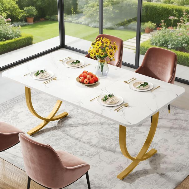 Modern Dining Table Kitchen Table With Marble Table Top_maomaolike.com