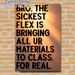 Humorous Classroom Slogan Painting Poster, Warm-toned Bold Lettering Poster, Playful Reminder To Bring Class Materials, Ideal For Classroom And Study_maomaolike.com