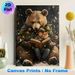 Christmas Bear, Fox & Child Reading Painting Poster, Warm Whimsical Winter Holiday Scene Poster, Cozy Heartwarming Design Ideal For Bedroom, Living_maomaolike.com