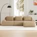 114 Modern L-Shaped Modular Sectional Sofa For Living Room,Flannelette Fabric,Oversized 3-Seater Couch,boneless Sofa ,Movable Ottoman,Buckle Connection,Anti-slip Design,No Assembly,Light_maomaolike.com