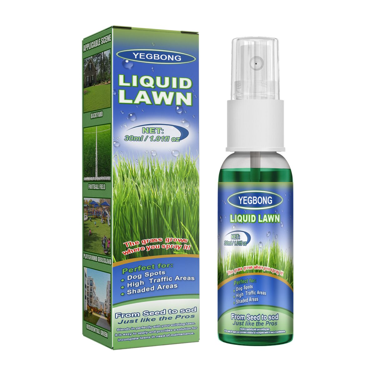 Yegbong Green Lawn Spray, Backyard Outdoor Playground Football Field Grass Growth Concentrated Nutrient Solution Spray_maomaolike.com