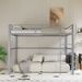 Metal Loft Bed Twin Size, Loft Bed Frame With Safety Guard Rails & Flat Ladder, Twin Loft Bed For Kids Teens Adults, Gray_maomaolike.com