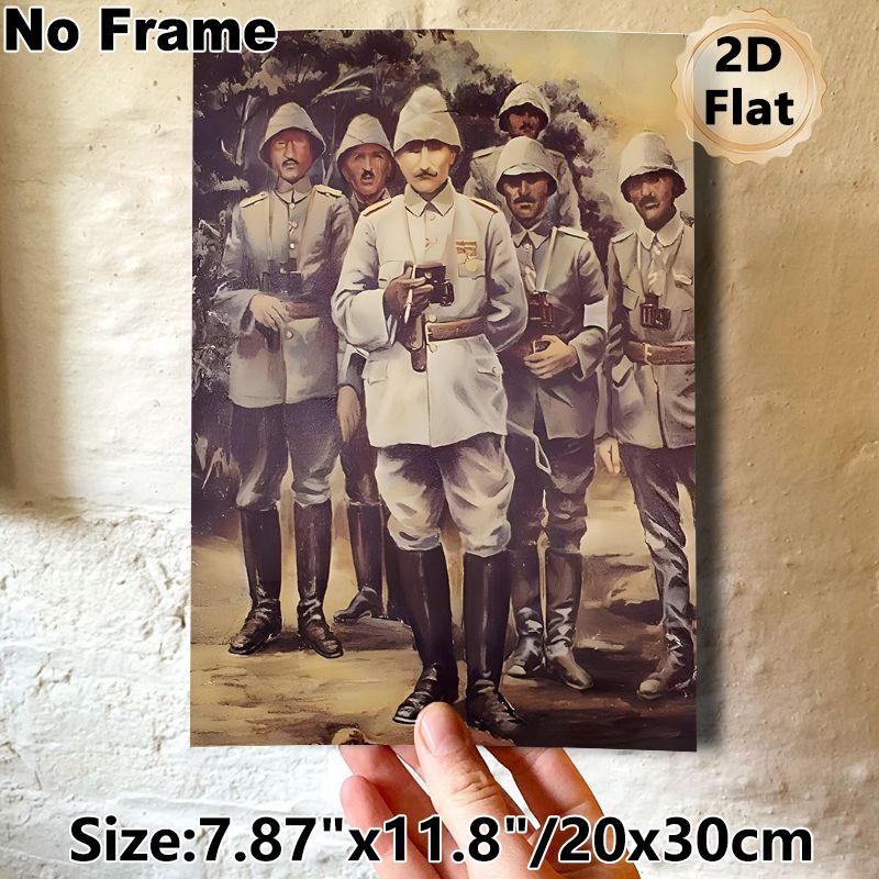 Vintage Military Officers Painting Poster, Retro Realistic Portrait Of Uniformed Officers Poster, Historical Decorative Piece Suitable For Home Study_maomaolike.com