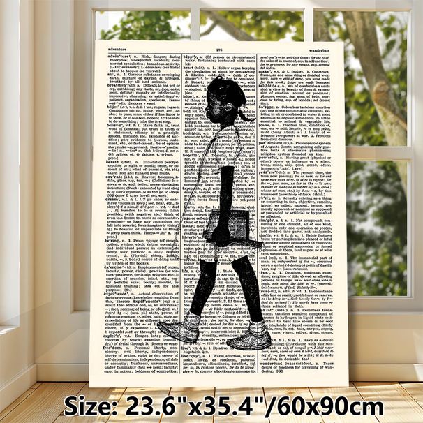 Vintage Schoolgirl Silhouette Painting Poster, Retro Newspaper-style Black & White Artistic Poster, Unique Literary-inspired Decor For Home, Study_maomaolike.com
