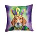English Foxhound King Of Mardi Gras Throw Pillow Machine Washable, Indoor Outdoor Decorative Pillow For Couch, Bed Or Patio, 14Hx14W_maomaolike.com