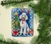 White Standard Poodle Christmas Reindeer Porcelain Ornament Christmas Tree Hanging Decorations For Home Christmas Holiday, Rectangle, Gift, Multicolor_maomaolike.com