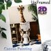 Funny Giraffe Painting Poster, Whimsical Cartoon Style Poster, Playful Bespectacled Giraffe-on-toilet Reading Newspaper Design, Brings Lighthearted_maomaolike.com