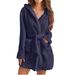 Luxurious Fluffy Hooded Home Pajamas Solid Color Warm Bathrobe_maomaolike.com