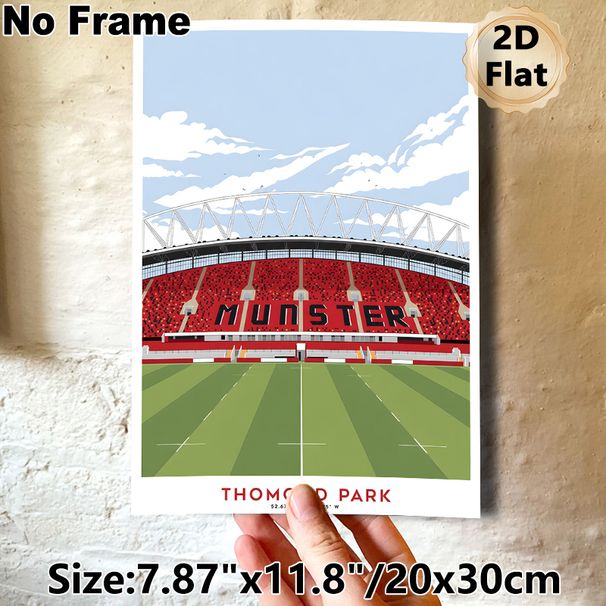Thomond Park Stadium Sports Painting Poster, Vibrant Minimalist Flat-style Stadium Poster, Eye-catching Sports Venue Artwork Ideal For Home And Sports_maomaolike.com