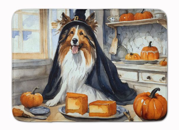 Sheltie Fall Kitchen Pumpkins Memory Foam Kitchen Mat Machine Washable Anti-Fatigue Mat Cushion Comfort Bath Mat Or Kitchen Rug_maomaolike.com