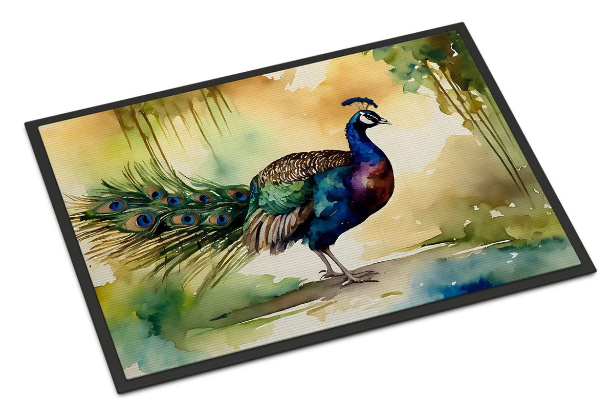 Peacock Doormat Front Door Mat Indoor Outdoor Rugs For Entryway, Non Slip Washable Low Pile, 24H X 36W_maomaolike.com