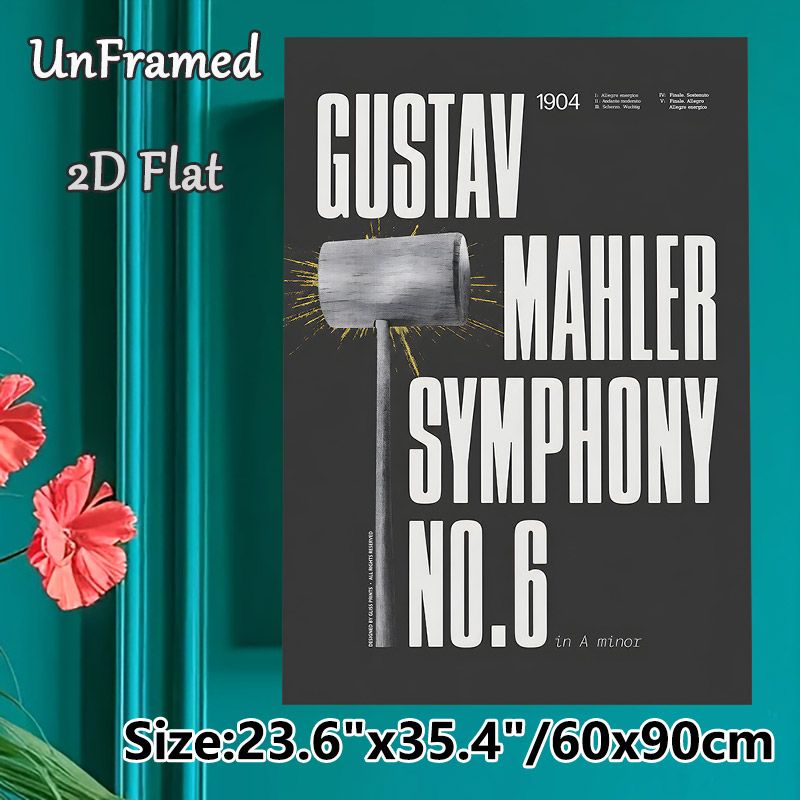 Gustav Mahler Symphony No.6 Painting Poster, Minimalist Dark-toned Vintage Music-themed Poster, Stylish Classical Music Decor Ideal For Living Room_maomaolike.com