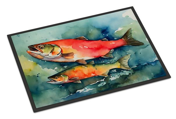 Salmon Doormat Front Door Mat Indoor Outdoor Rugs For Entryway, Non Slip Washable Low Pile, 24H X 36W_maomaolike.com