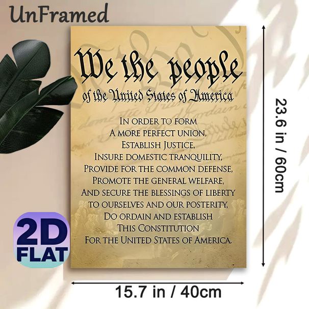 We The People US Constitution Preamble Painting Poster, Vintage Aged Parchment-style Poster, Classic Historical Patriotic Text Decor, Suitable For_maomaolike.com