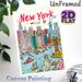 New York City Skyline Painting Poster, Vibrant Cartoon-style Urban Scene Poster, Showcases Iconic Landmarks, Adds Lively City Atmosphere, Ideal For_maomaolike.com