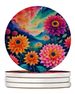 Colorful Dahlias Large Sandstone Coasters Pack Of 4 Absorbent Round Coasters Decor Gifts For Men Or Women, 4 In, Multicolor_maomaolike.com
