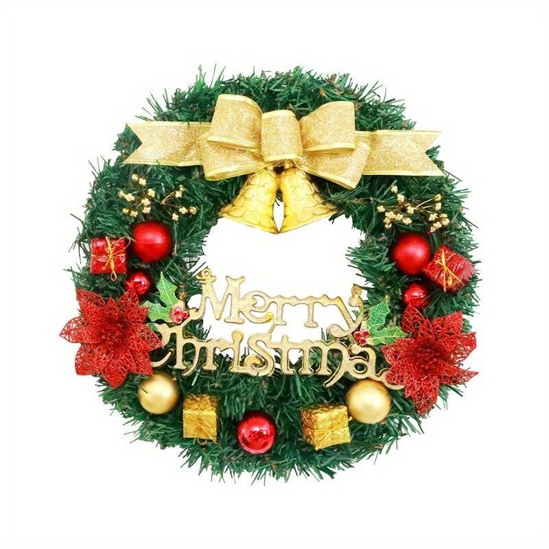 Christmas Wreath Reef For Front Door Window 24 Inch Pine Artificial Garland With Bowknot, Bells, Deer, Red Berries, Flower Gifts For Christmas Party Decor_maomaolike.com