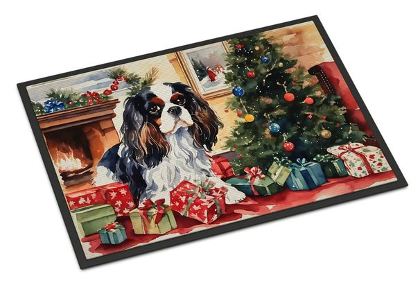 Cavalier Spaniel Cozy Christmas Doormat Front Door Mat Indoor Outdoor Rugs For Entryway, Non Slip Washable Low Pile, 24H X 36W_maomaolike.com